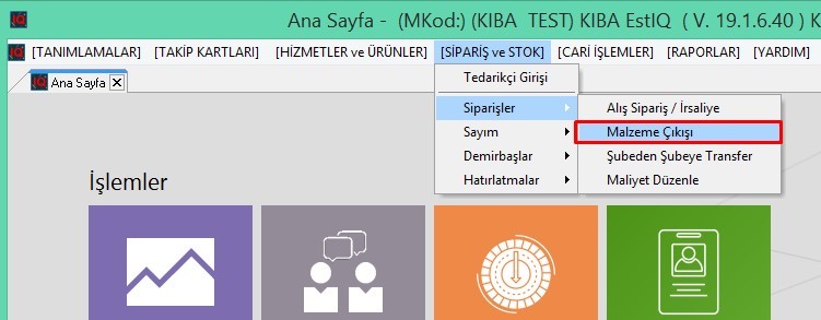 Malzeme-Cik-1 Kiba Malzeme Çıkışı
