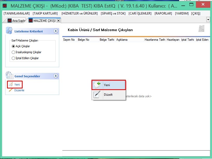 Malzeme-Cik-2 Kiba Malzeme Çıkışı