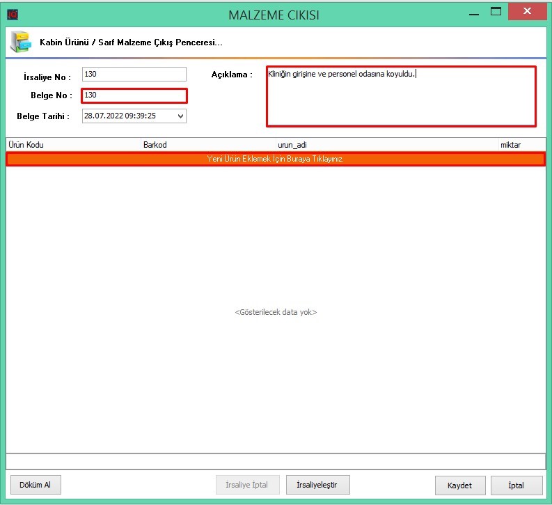 Malzeme-Cik-3 Kiba Malzeme Çıkışı