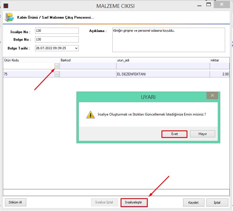 Malzeme-Cik-5 Kiba Malzeme Çıkışı